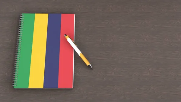 Ένα Σημειωματάριο Σημαία Του Μαυρίκιου Και Ένα Στυλό — Φωτογραφία Αρχείου