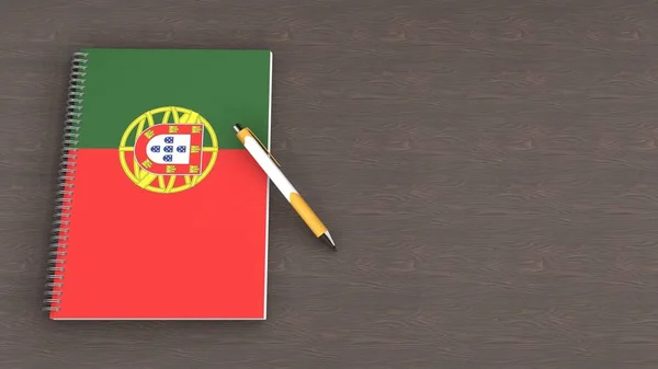 Portekiz bayrağı ve yalancı bir kalemin olduğu bir defter.