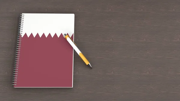Notebook Flag Qatar Lying Pen — Fotografia de Stock