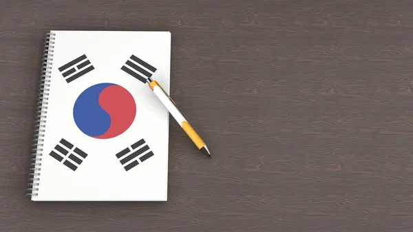 Notebook Flag Republic Korea Lying Pen — 스톡 사진