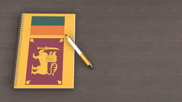 Notebook Flag Sri Lanka Lying Pen — стокове фото