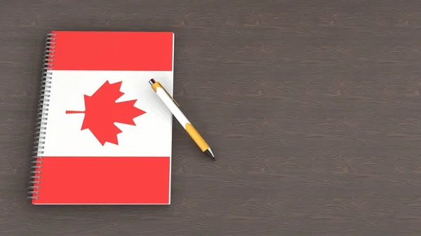 Notebook Flag Canada Lying Pen Стоковое Изображение