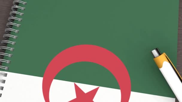 Notebook Flag Algeria Lying Pen — стоковое видео