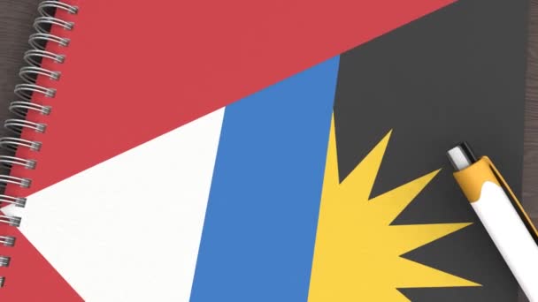티구아와 바르부다의 깃발이 누더기 — 비디오