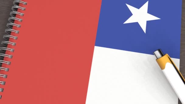 Notebook Flag Chile Lying Pen — Vídeos de Stock
