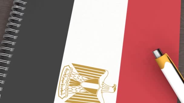 Notebook Flag Egypt Lying Pen — Stockvideo