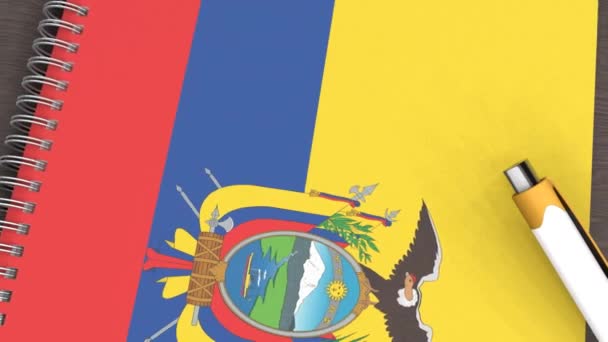 Notebook Flag Ecuador Lying Pen — ストック動画