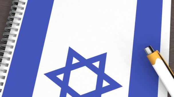 Notebook Flag Israel Lying Pen — Vídeo de Stock