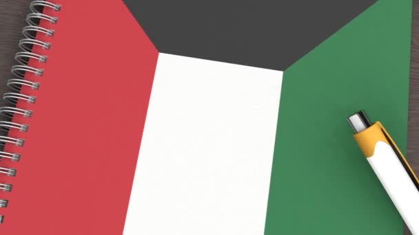 Notebook Flag Kuwait Lying Pen — Wideo stockowe