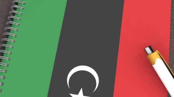 Notebook Flag Libya Lying Pen — Wideo stockowe