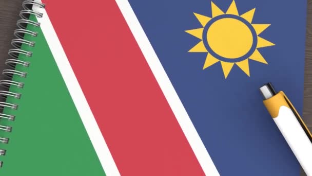 Notebook Flag Namibia Lying Pen — стоковое видео