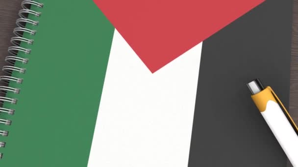 Notebook Flag Palestine Lying Pen — Stock video