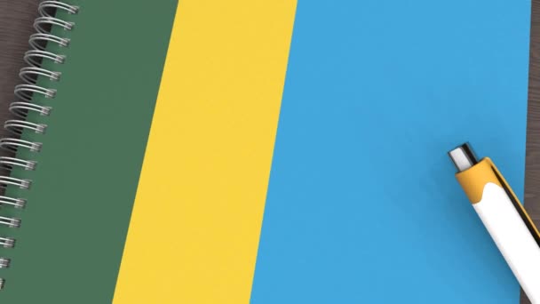 Notebook Flag Rwanda Lying Pen — Wideo stockowe