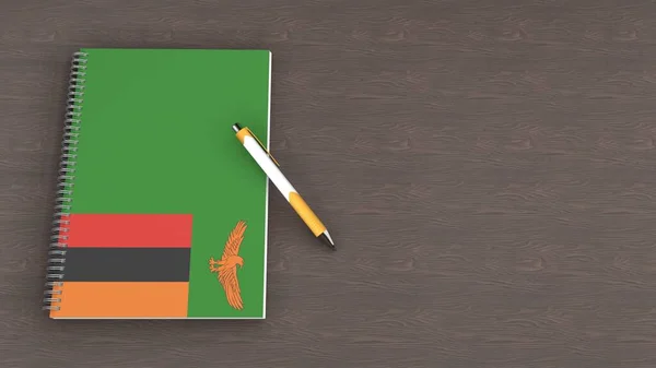 Notebook Flag Zambia Lying Pen — стоковое фото