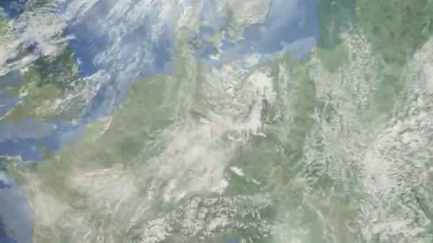 Zoom Tierra Desde Espacio Ciudad Animación Acércate Ciudad Halle Alemania — Vídeo de stock