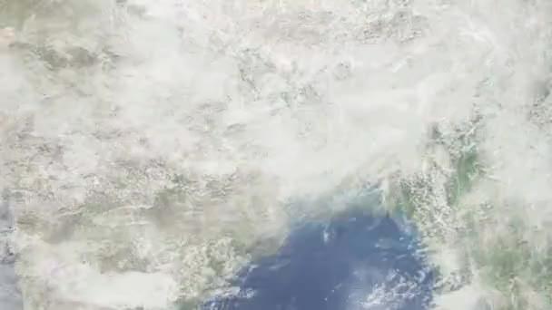 Zoom Tierra Desde Espacio Ciudad Animación Acércate Ciudad Dhanbad India — Vídeos de Stock