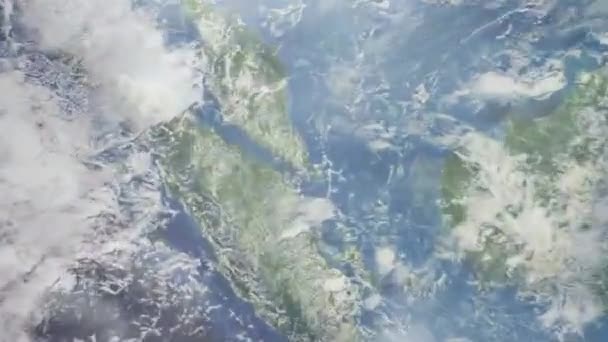 Zoom Terra Espaço Para Cidade Animação Aproxime Cidade Batam Indonésia — Vídeo de Stock