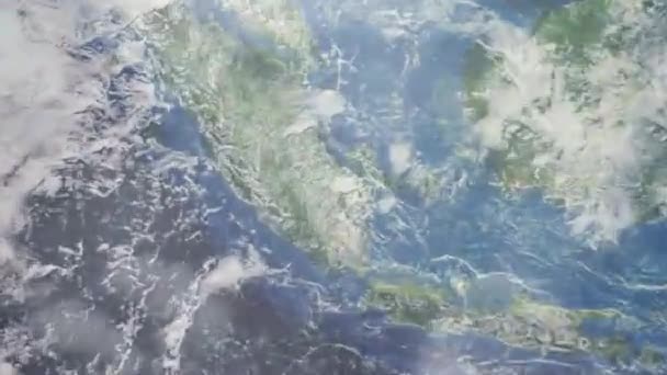 Zoom Tierra Desde Espacio Ciudad Animación Acércate Ciudad Palembang Indonesia — Vídeo de stock