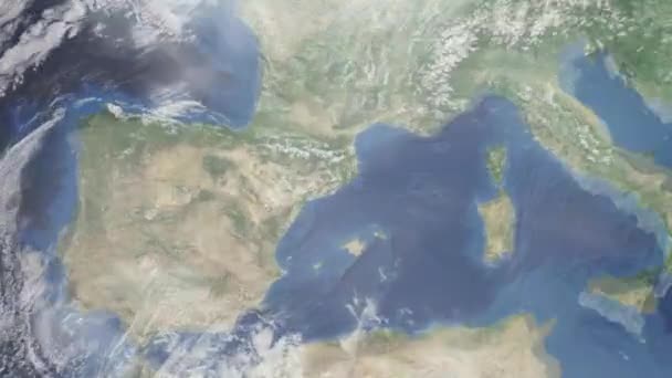 지구를 우주에서 도시로 애니메이션 스페인의 바달로나 십시오 화면이야 — 비디오