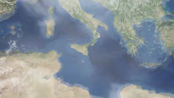 Powiększenie Ziemi Kosmosu Miasta Animacja Powiększ Miasto Łyżwiarstwo Włochy Materiał — Wideo stockowe