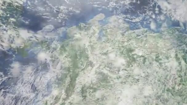 Zoom Der Erde Aus Dem All Auf Die Stadt Animation — Stockvideo