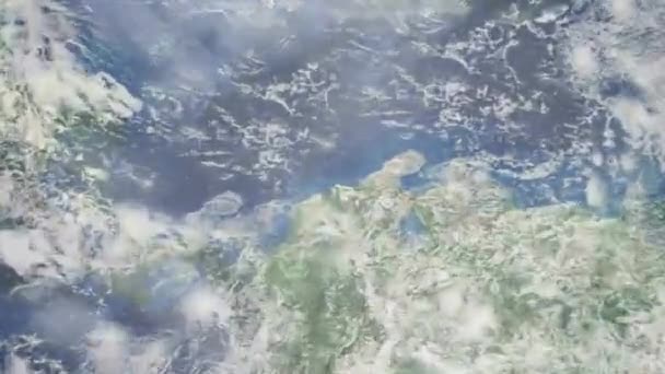 Dünyanın Uzaydan Şehire Yakınlaşması Boyutlu Animasyon Santa Marta Kolombiya Yakınlaş — Stok video
