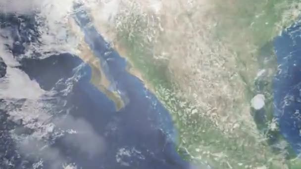 Nagyítsd Földet Űrből Városba Animáció Közelíts Mexikói Kulyakanra Készletfelvétel — Stock videók