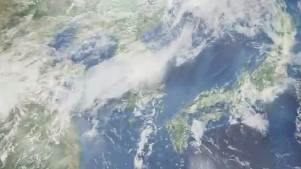 Збільшити Масштаб Землі Від Космосу Міста Анімація Збільшити Міста Кумі — стокове відео
