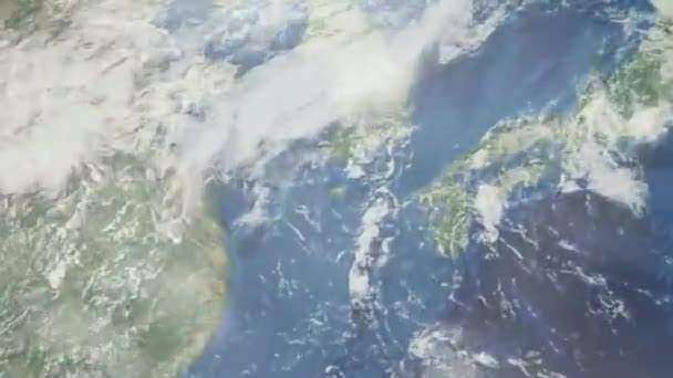 把地球从太空放大到城市 3D动画 放大到韩国的千州市 库存视频镜头 — 图库视频影像
