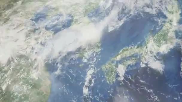 Powiększenie Ziemi Kosmosu Miasta Animacja Powiększ Miasto Jinju Korea Południowa — Wideo stockowe