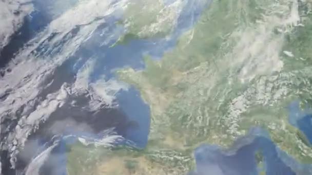 Zoom Tierra Desde Espacio Ciudad Animación Acércate Ciudad Angers Francia — Vídeos de Stock