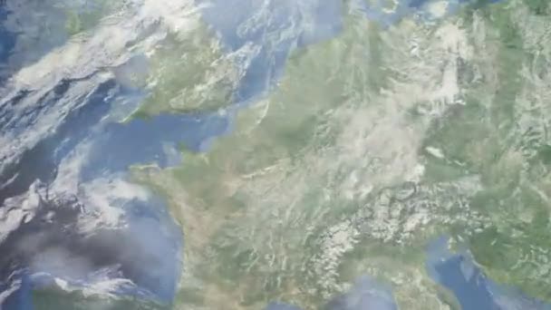 Přiblížit Zemi Vesmíru Města Animace Přiblížit Městu Remeš Francie Záznamy — Stock video