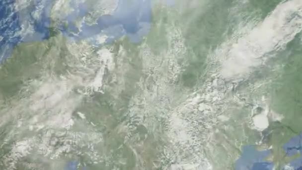 Zoom Tierra Desde Espacio Ciudad Animación Acércate Ciudad Radom Polonia — Vídeo de stock