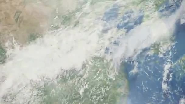 Масштаб Земли Космоса Город Анимация Увеличьте Изображение Города Цзаочжуан Китай — стоковое видео
