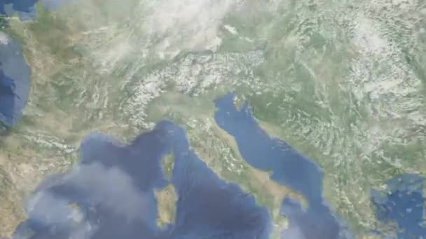 宇宙から都市への地球のズーム 3Dアニメーション イタリアのラヴェンナ市に移動します ストックビデオ映像だ — ストック動画