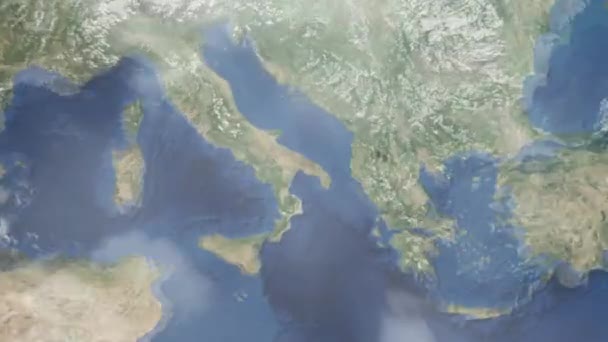 Powiększenie Ziemi Kosmosu Miasta Animacja Powiększ Miasto Taranto Włoszech Materiał — Wideo stockowe