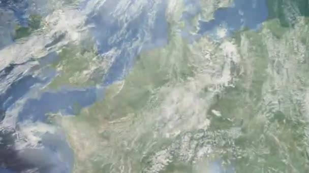 Zoom Tierra Desde Espacio Ciudad Animación Acércate Ciudad Leverkusen Alemania — Vídeo de stock