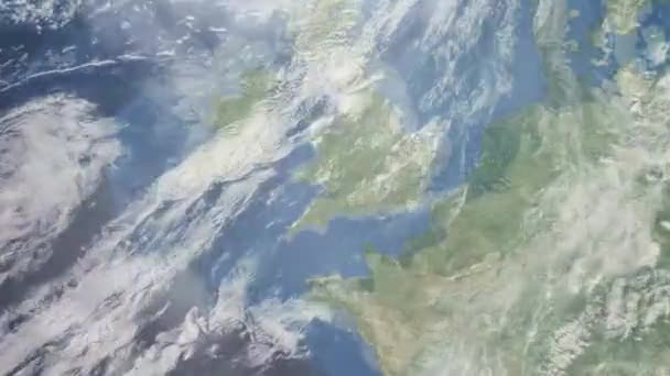 宇宙から都市への地球のズーム 3Dアニメーション 都市カーディフ 英国にズームします ストックビデオ映像だ — ストック動画