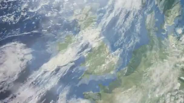 Масштаб Земли Космоса Город Анимация Приблизь Городу Ливерпуль Великобритания Запись — стоковое видео