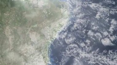 Uzaydan Brezilya 'nın Aracaju şehrine yakınlaş. 3D animasyon, Stock video görüntüleri.