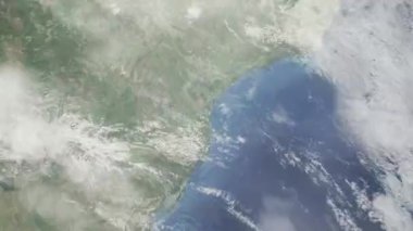 Uzaydan Brezilya 'nın Joinville şehrine yakınlaş. 3D animasyon, Stock video görüntüleri.