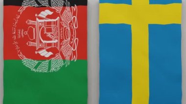 Afganistan ve İsveç satranç tahtasında. Ülkeler arasındaki siyasi ilişkiler kavramı. 3d canlandırma