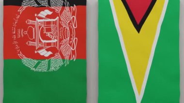 Afganistan ve Guyana satranç tahtasının başında. Ülkeler arasındaki siyasi ilişkiler kavramı. 3d canlandırma
