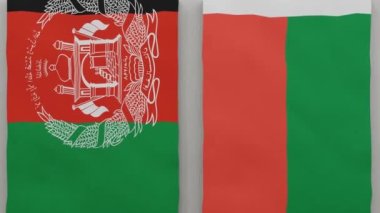 Afganistan ve Madagaskar satranç tahtasında. Ülkeler arasındaki siyasi ilişkiler kavramı. 3d canlandırma