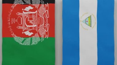 Afganistan ve Nikaragua satranç tahtasında. Ülkeler arasındaki siyasi ilişkiler kavramı. 3d canlandırma
