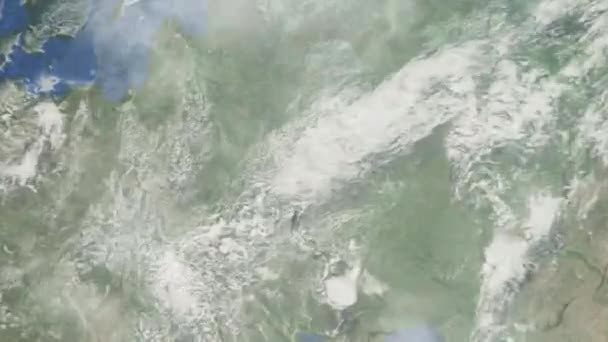 放大到戈梅尔市 白俄罗斯从太空 3D动画 股票录像带 — 图库视频影像
