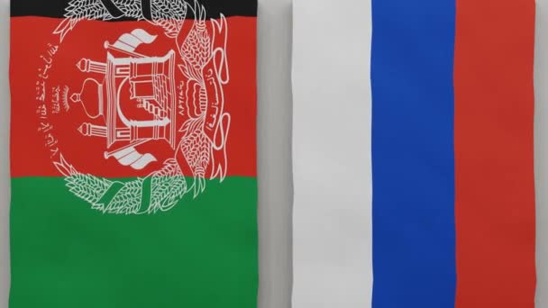 阿富汗和俄罗斯站在棋盘上 国家间政治关系的概念 3D动画 — 图库视频影像