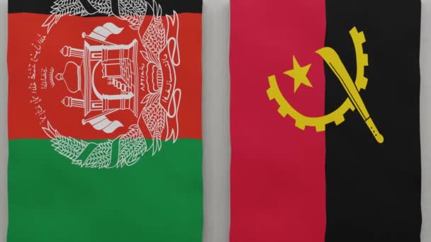 阿富汗和安哥拉在棋盘上 国家间政治关系的概念 3D动画 — 图库视频影像