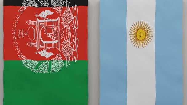 阿富汗和阿根廷都在棋盘上 国家间政治关系的概念 3D动画 — 图库视频影像
