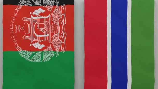 阿富汗和冈比亚在棋盘上 国家间政治关系的概念 3D动画 — 图库视频影像